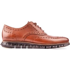 Cole Haan Mens Zero Grand Wing Tip Oxford Brogue Shoes Tan