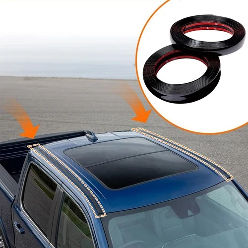 2PCS Glossy Black For 2009-2019 RAM 1500 Cab Roof Top Trim Molding PVC Strips