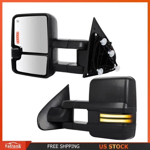 Tow Mirrors For 14-18 Chevy Silverado Sierra 1500 Pair Power Heated Turn Signal