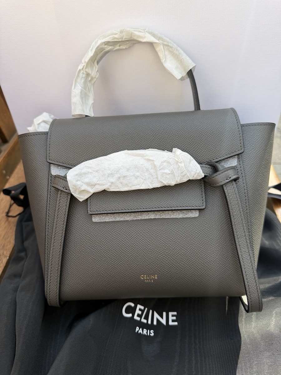 CELINE Belt Bag グレージュ ハンドバッグ CELINE Belt Bag Shoulder Bag Mini Gray Leather for sale online | eBay