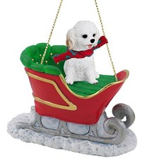 Conversation Concepts Cockapoo White Dog Sleigh Dog Holiday Ornament