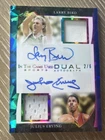 Larry Bird & Julius Erving Dual Auto 2022 Leaf /6 In The Game Used  Cracked Ice