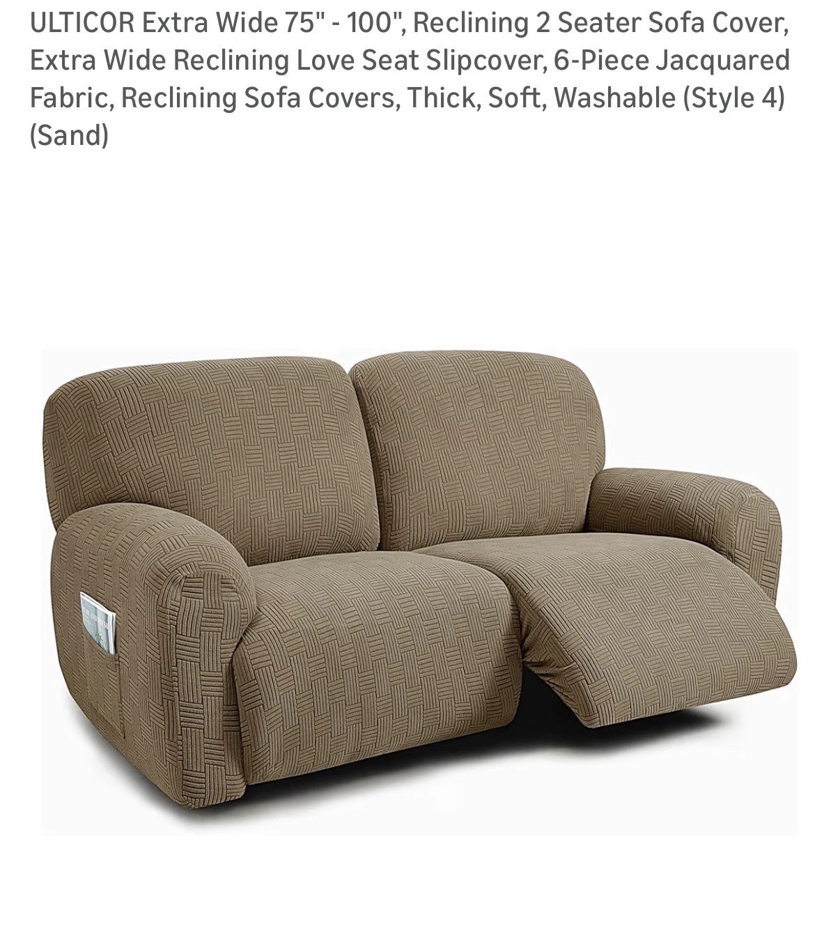 Extra Wide 75"-100" Reclining Love Seat Slipcover, Soft Washable Sand 6-Piece
Opens in a new window 