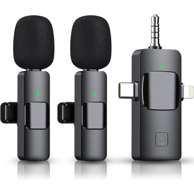 3 in 1 Wireless Clip-on Microphones for iPhone, Camera, Android, iPad, Mini Micr