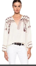 Isabel Marant Vicky Embroidered Cotton Crepe  top sz m