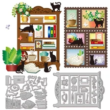 Bookshelf Cat Cutting Dies for DIY Scrapbooking Metal Cabinet Cat Cut Dies Fl...