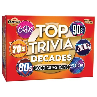 Cheatwell Top Trivia Jahrzehnte Quiz-Spiel 5000 Fragen Familienspiel ab 14+