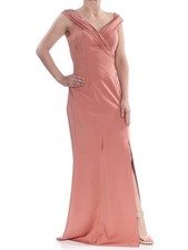 KAY UNGER Womens Pink Ruched Sleeveless V Neck Full-Length Formal Dress 2