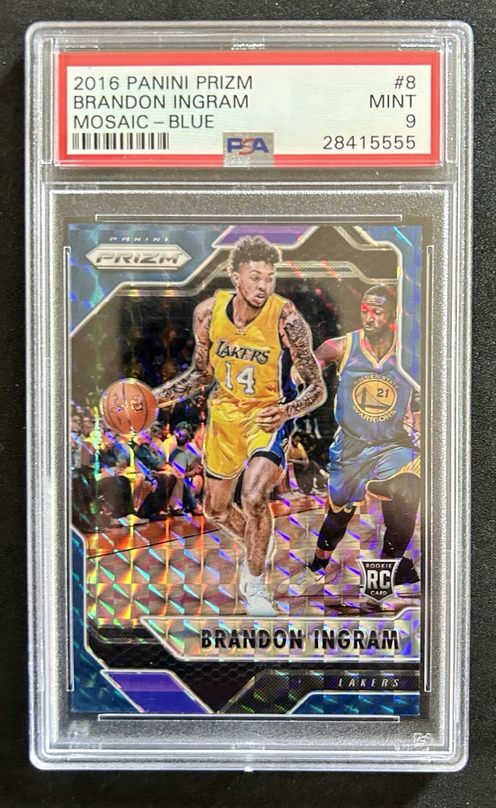 2016 Panini Prizm Brandon Ingram #8 Blue Mosaic Rookie PSA 9 Mint LA Lakers SP