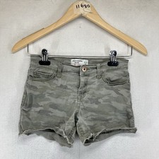 Abercrombie Kids Girls Light Olive Green Camo Frayed Hem Midi Shorts Size 11/12