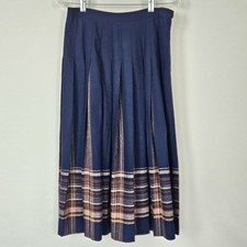 Vintage Pendleton Wool A-line Skirt Size 10 Blue Plaid Tartan Pleated USA