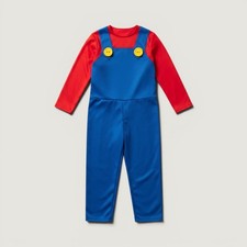 Super Mario Costume Kids Small 4-6 Nintendo Jumpsuit Only Red Blue