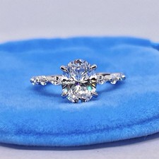 3 Carat Oval Cut Simulated Diamond Ring 925 Sterling Silver Engagement