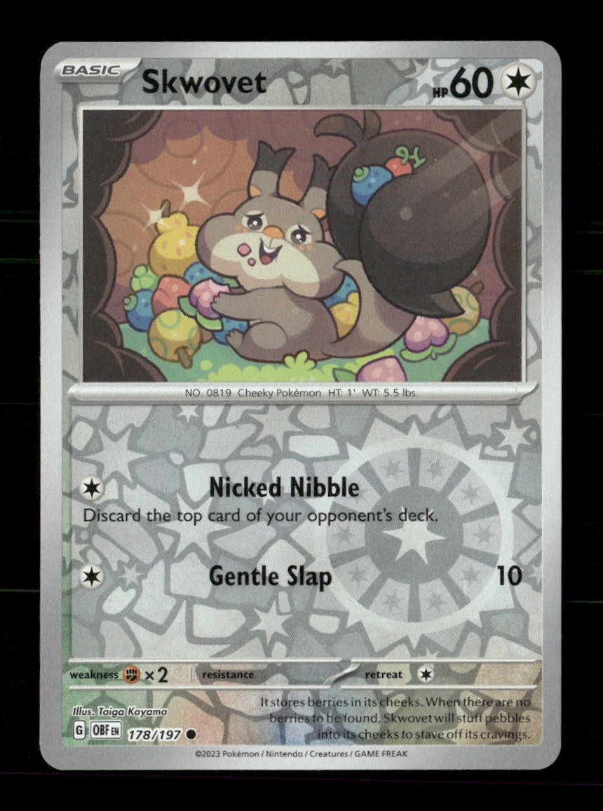 Skwovet 178/197 Obsidian Flames Reverse Holo NM/M Pokemon