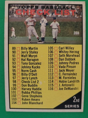 #ad #ad 1961 Topps #98 Checklist 2nd Series Unmarked EX Light Wear Clean No Creases $4.95