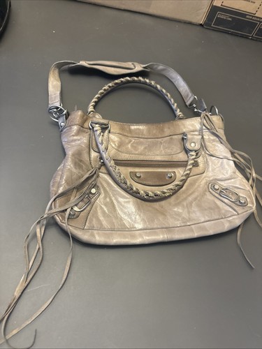 Tan Brown Balenciaga City Shoulder Bag with Braided straps 