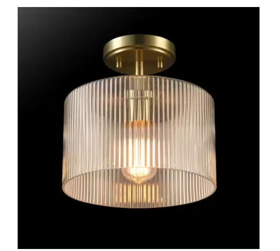 Globe Electric Suzie 1 luz 10 pulgadas Lámpara de techo semi-enjuagada de latón mate Foto 3 de 4