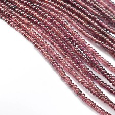 AAA Natural Rhodolite Garnet Beads 4mm Smooth Rondelle 16" Strand Gift