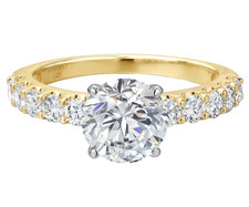 14k Two Tone Gold 2.00 Carat Center Lab Grown Diamond Solitaire Engagement Ring