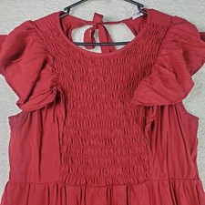 Old Navy Womens Tiered Dress Large Red Maxi Ruffles Flutter Prairie Peasant Boho