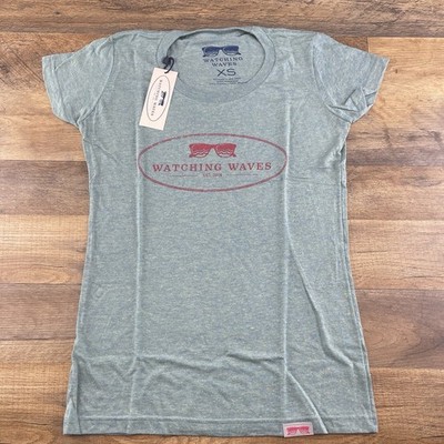 Watching Waves Sz XS Womens Light Green Tee Shirt Top Private Selection Apparel