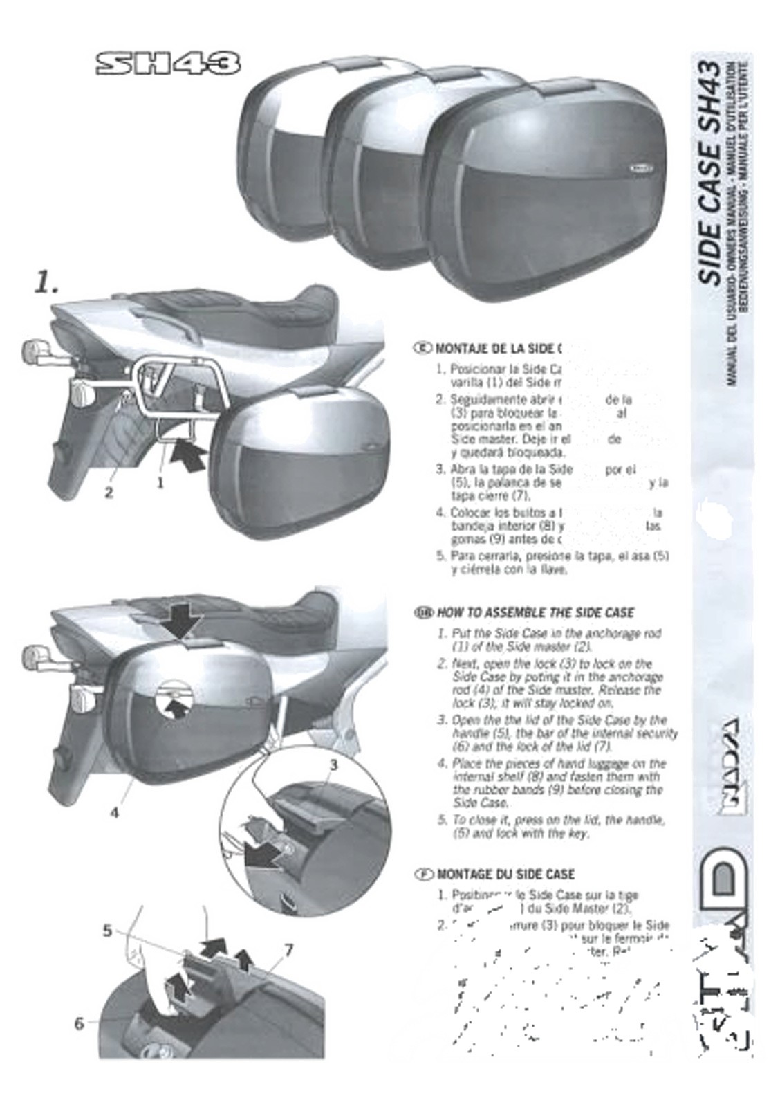 Couvercle de coffre noir SHAD SH43 pour corriger les fuites et l'usure du top case