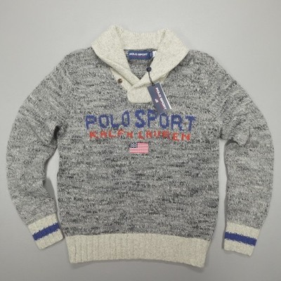Polo Sport Ralph Lauren American Flag Shawl Collar Size S Alpaca Wool Sweater