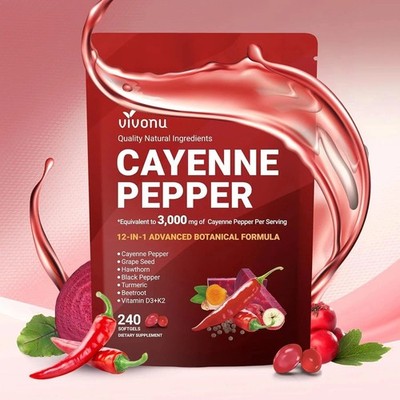 LUXRY Cayenne Pepper Softgels Supplement - 240 Capsules NEW FREE SHIP