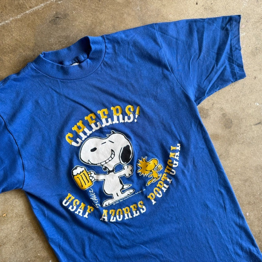 80s VINTAGE SNOOPY & WOODSTOCK PEANUTS T-SHIRT SZ S USAF U.S. AIR