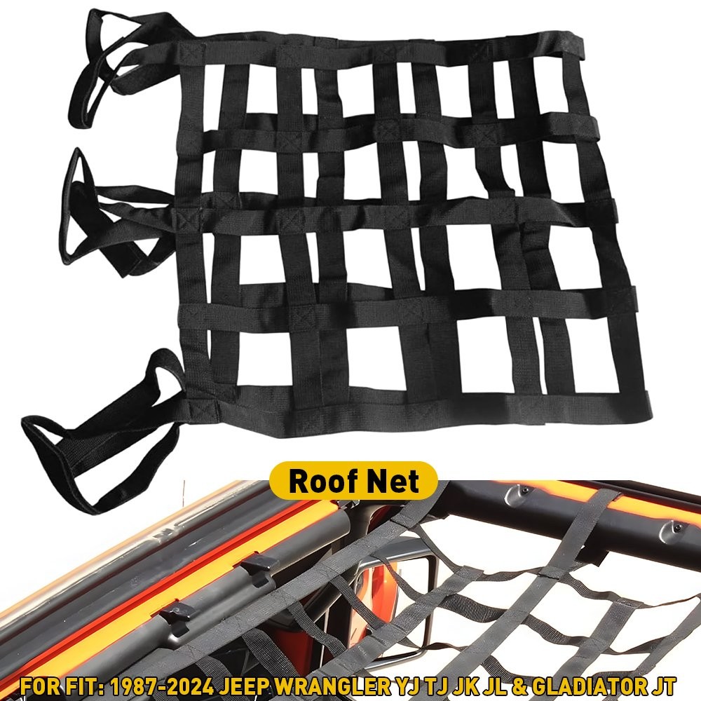 Mesh Cargo Net Roof Top Netting Hammock for 1987-24 Jeep Wrangler YJ TJ JK JL A thumbnail 17