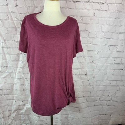 NWT boutique Women's Casual Maroon tee shirt tunic Top twist knot hem M