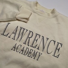 Vintage College House Lawrence Academy Sweatshirt Mens Large Cream Made in USA