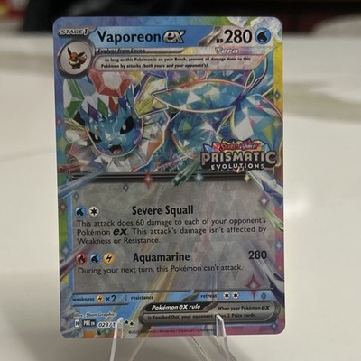 Pokémon TCG Vaporeon EX Prismatic Evolutions Promo Holo 280 HP 023/131 Eng