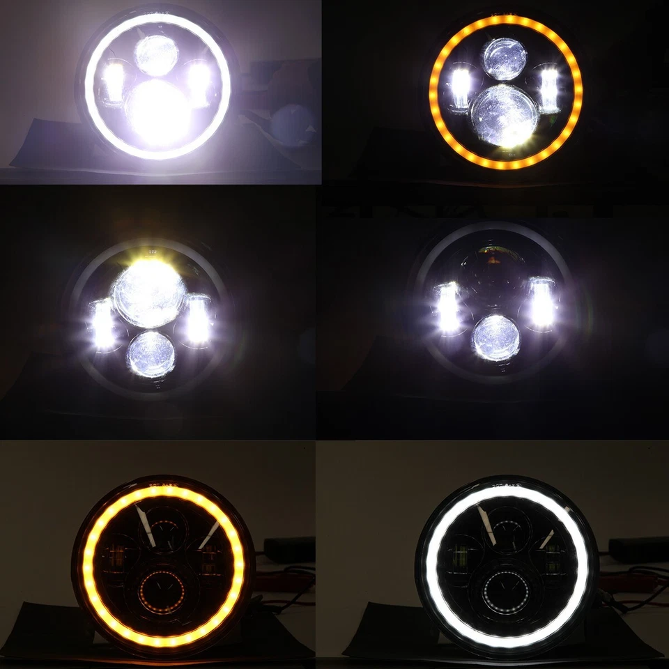 Para Victory V92 C SC TC Cruiser Motocicleta 7" Faro LED Anillo de haz alto/bajo DRL Foto 3 de 4