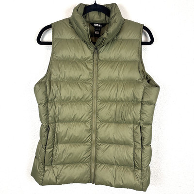Eddie Bauer 650 Fill Down Puffer Vest Womens S Green Full Zip Quilted Gorpcore