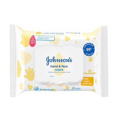 Johnson's Hand & Face Baby Sanitizing Cleansing Wipes for Travel and On-the-G...