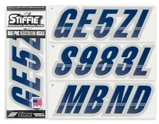 STIFFIE Techtron TT88 Boat PWC Letter Number Decal Registration NAVY / SILVER