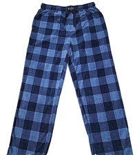 Lucky Brand Fleece Pant Blue Plaid Sleepwear Lounge Pajama Size Large 30" Inseam