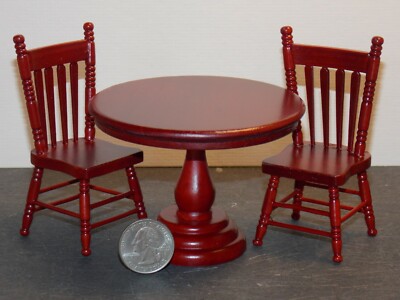 Dollhouse Miniature Kitchen Table Chairs Set Mahogany 1:12 N215 Dollys Gallery