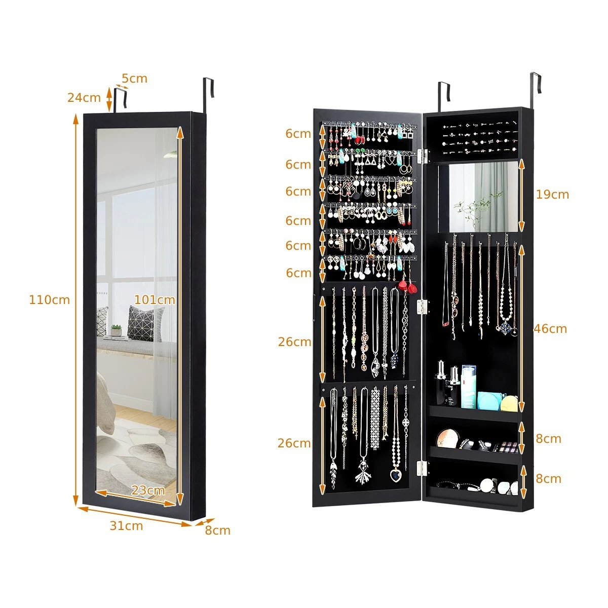 Door cheap jewelry mirror