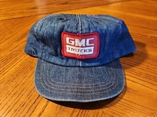 Vintage GMC Trucks Denim Snapback Trucker Hat Patch Cap 80s Farm Seed USA Made