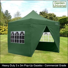 Gazebo Heavy Duty Commercial Market Stall Car Boot Green 3 x 3m Garden Universe
