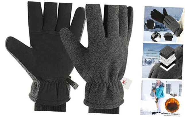 Winter Gloves Men Waterproof - Mens Winter Gloves Thermal Gloves, X-Large Grey-image