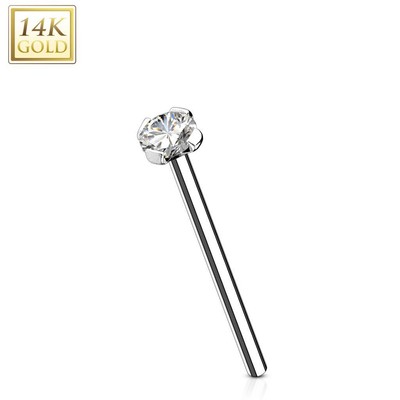 Piercing De Nariz En L De Oro 9 Quilates - Bola 1.5 Mm, Largo 5 Mm, Fino Y Seguro