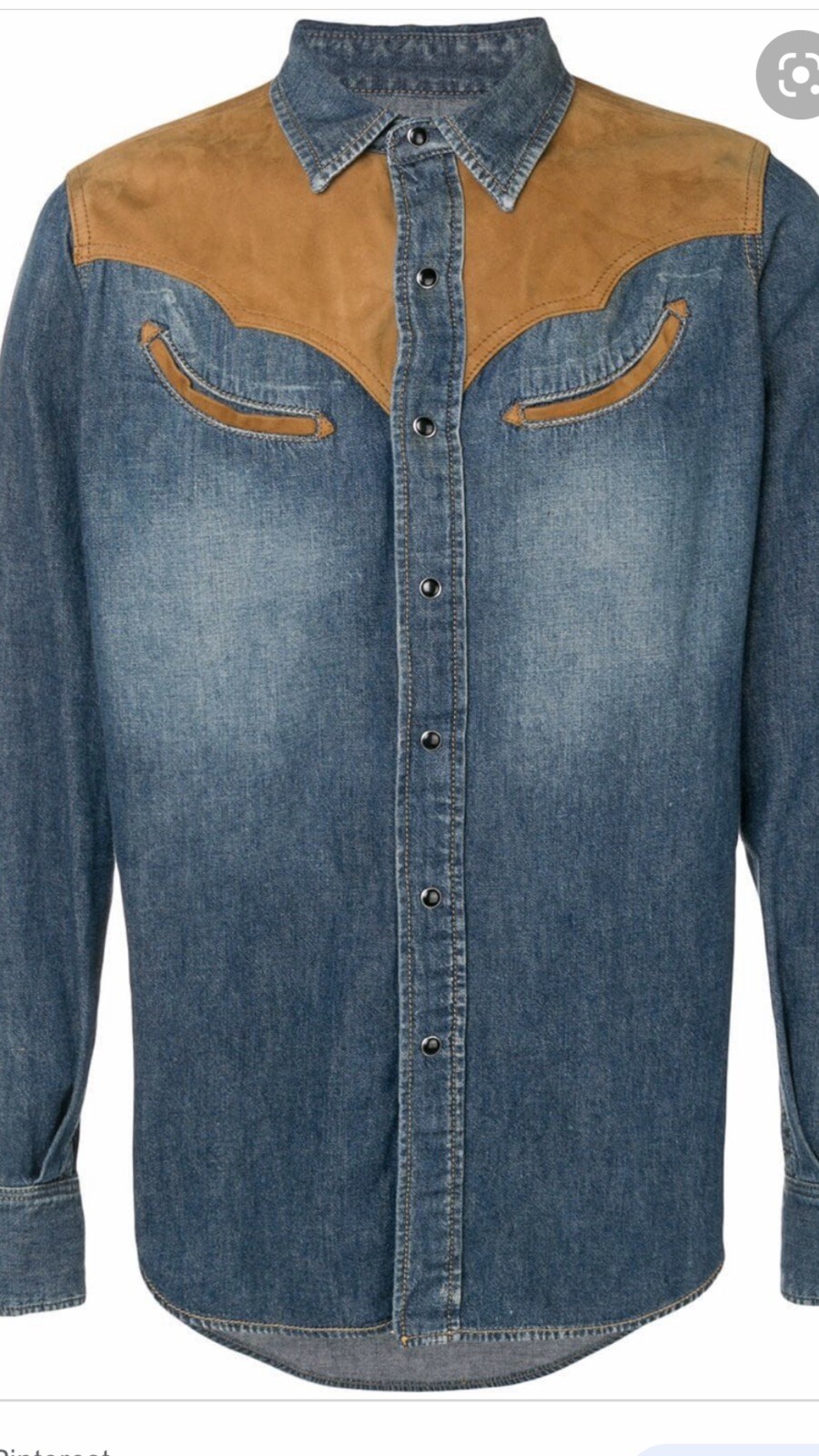 Camicia da uomo Saint Laurent denim scamoscio western. S. $890