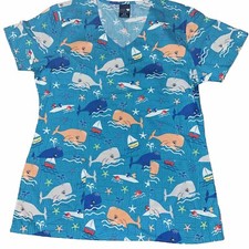 Zoe  Chloe Scrubs Uniform Medical Top Whale Design Women  s Small