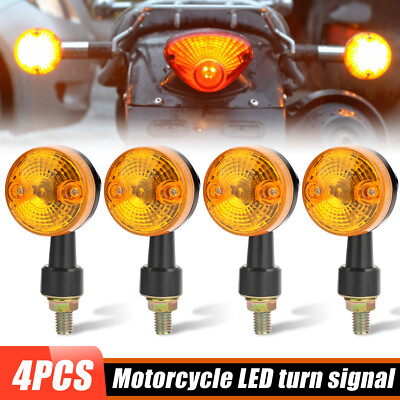 4Pcs Motorcycle Turn Signals Blinker Light Black Amber For Yamaha Kawasaki Honda