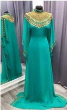 SALE Dubai Kaftan Gown Fashionable Long Moroccan Green Georgette Farasha Abaya
