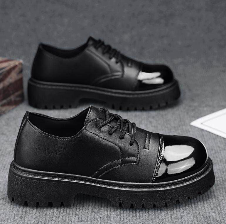 SAOLA Mocassino uomo nero punk stringato tacco chukky morbido derby scarpe pompa Oxford Creeper