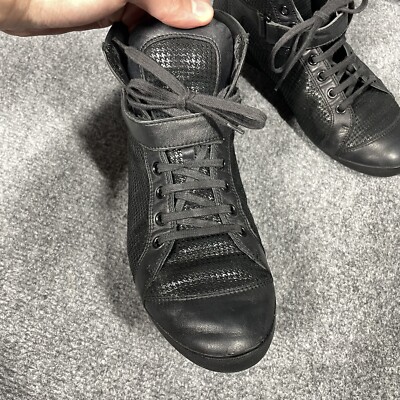 Christian Dior Leather Shoes Women Size 38 Black High Top Sneakers